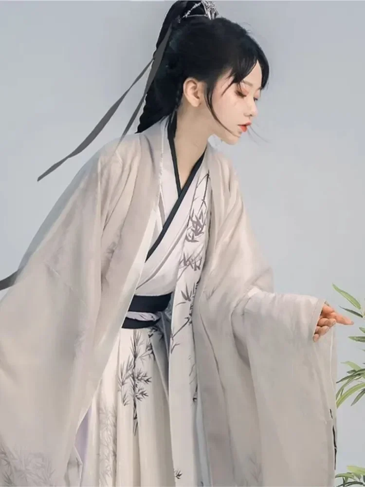 Фото Оригинальная женская одежда династии Song Hanfu с длинным рукавом и воротником с полной талией, старинная Китайская традиционная одежда, Женский комплект из 3 предметов №3