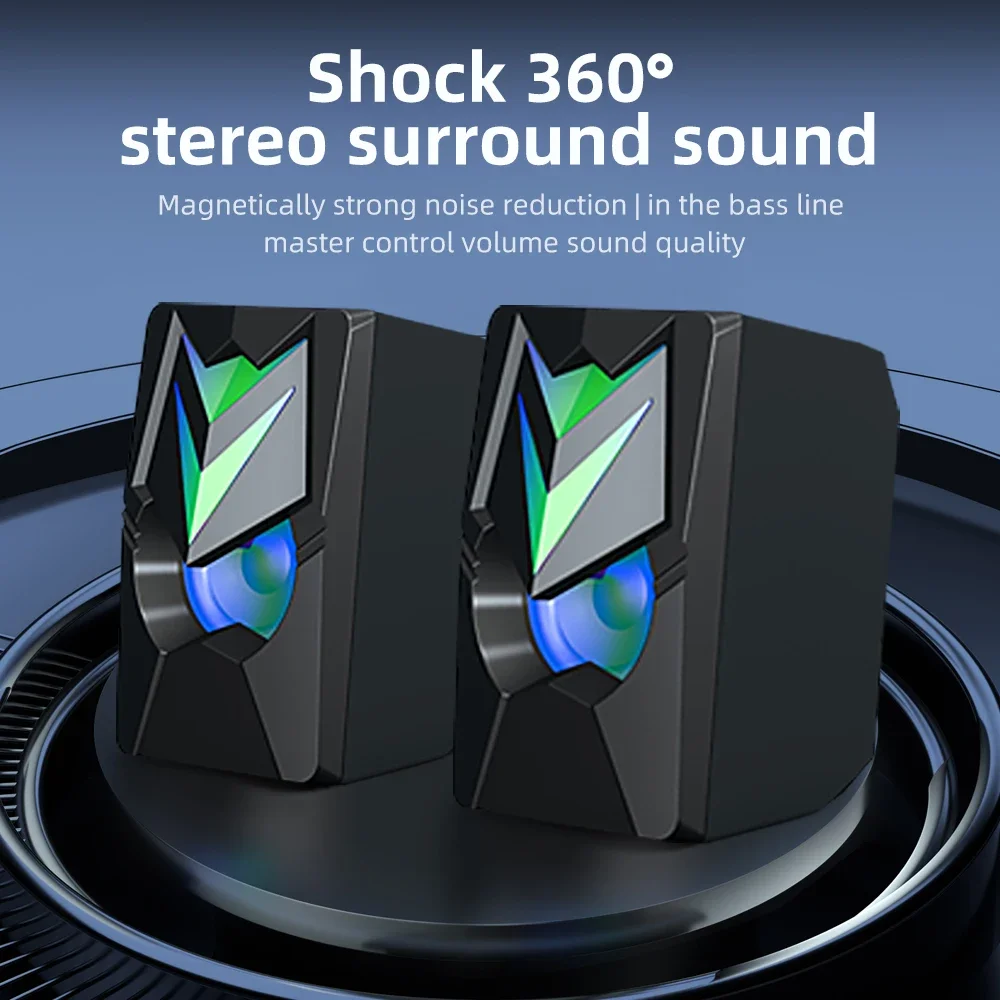 Pop COOMAER C106 Настольные колонки для ПК RGB 7 цветов USB Портативный стерео бас 2.0 Проводной Hi-Fi сабвуфер для портативного компьютера Loundspe
