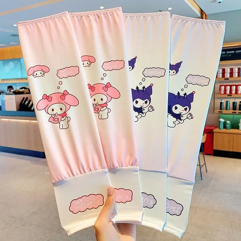 1 пара Sanrio аниме Cinnamoroll детские нарукавники защита от солнца охлаждающие рукава с защитой от ультрафиолета противоскользящие чехлы на руку из ледяного шелка