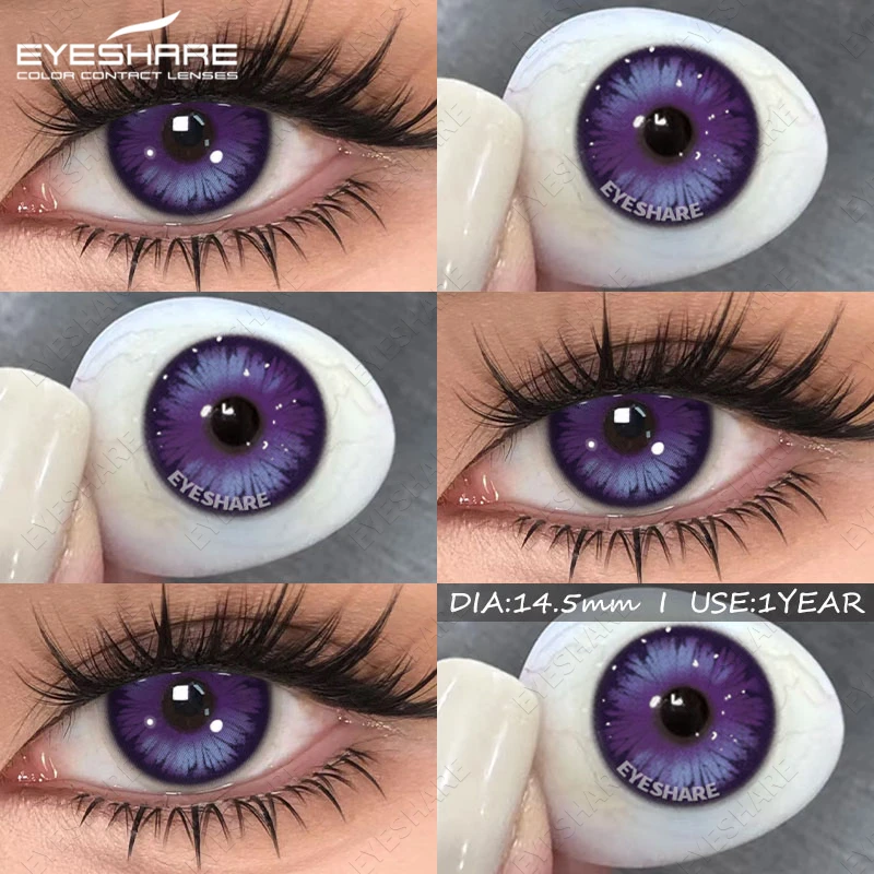 Фото EYESHARE 2 шт., контактные линзы для косплея, синие линзы для глаз в стиле аниме, Хэллоуин, красный макияж, красота, ученики, фиолетовые цветные контактные линзы для глаз, ежегодно №4
