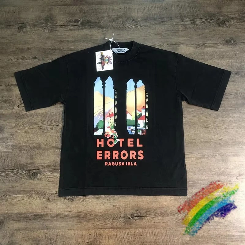 Черная футболка HOUSE OF ERRORS для мужчин и женщин, летняя стильная футболка с коротким рукавом, свободная футболка