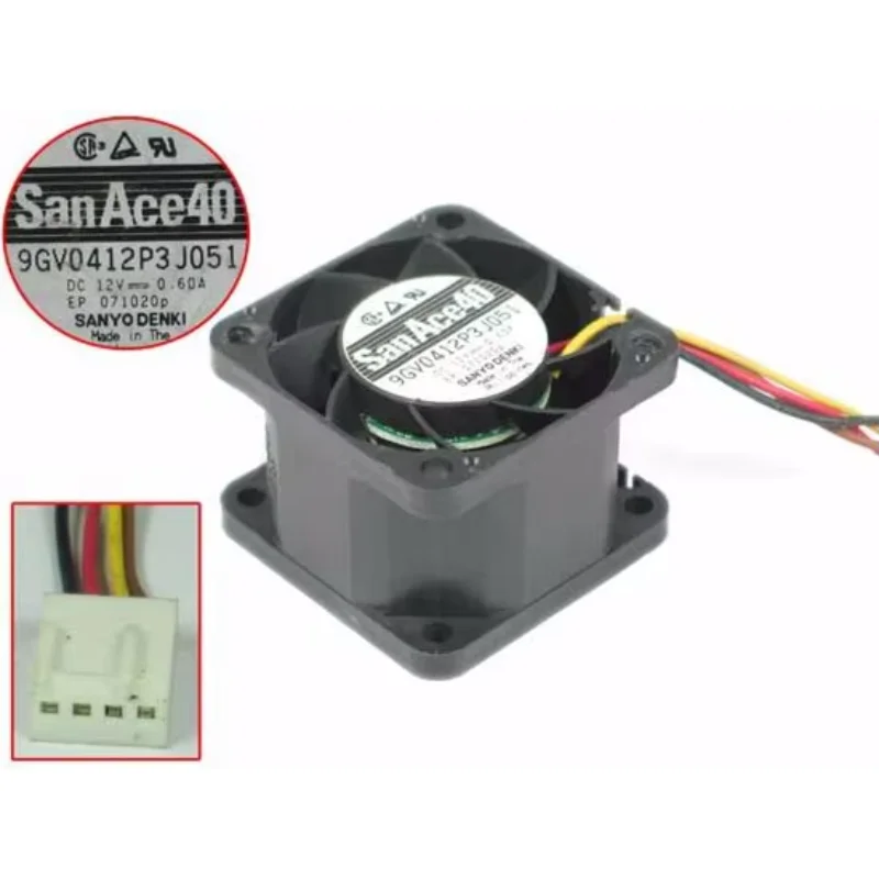 Sanyo Denki 9GV0412P3J051 DC 12 В 0,60 А 40x40x28 мм 4-проводной охлаждающий вентилятор для сервера Компьютерные комплектующие