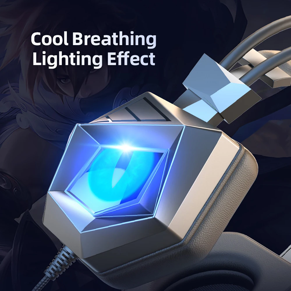 Фото НОВАЯ игровая гарнитура RGB, геймерские проводные USB-наушники с микрофоном с шумоподавлением, игровые наушники для ПК/PS4/PS5 7,1 объемного звучания №4