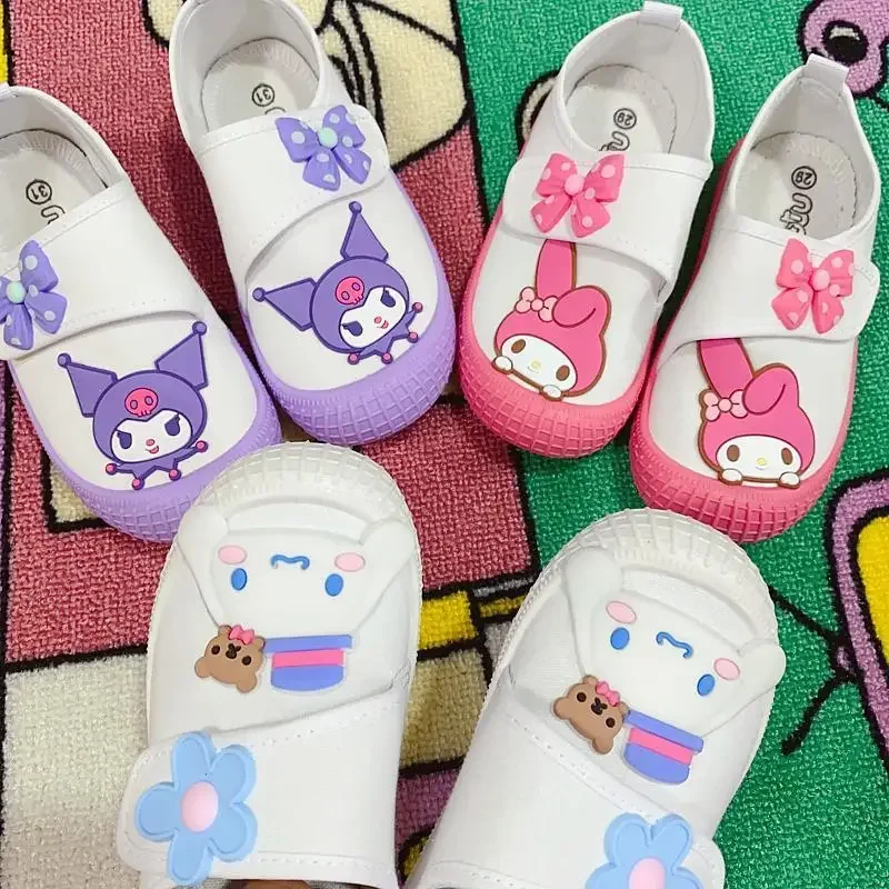 Аниме Hellokittys Детские Мультяшные парусиновые туфли Kawaii Melody Kuromi модные мягкие туфли для девочек Нескользящие аксессуары милый подарок