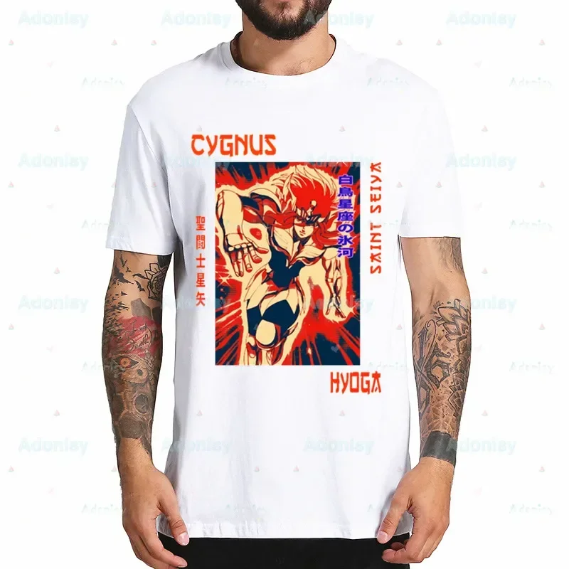 Футболка в стиле унисекс Saint Seiya, летняя футболка с рисунком из аниме, с коротким рукавом,