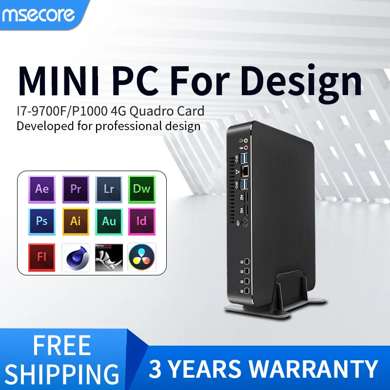 Msecore Intel Core i7 9700F Quadro P620 P1000 T1000 профессиональная выделенная карта мини ПК Windows 10 Настольный компьютер с Wi-Fi