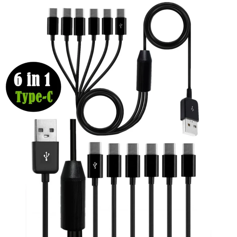 Фото Кабель UsbC-UsbA для быстрой зарядки. Кабель синхронизации USB Type C с 6 портами USB C. Зарядное устройство USB C, 0,5 м/1,5 м. №5