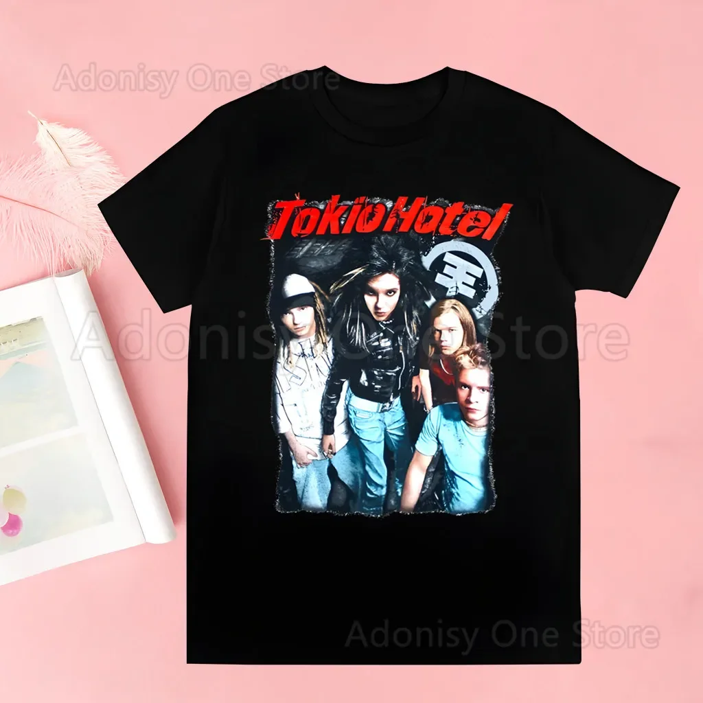 Рок-группа Tokio Hotel Music Harajuku Мужские футболки Футболки Топы Дизайнерская футболка с короткими рукавами Эстетическая аниме-футболка