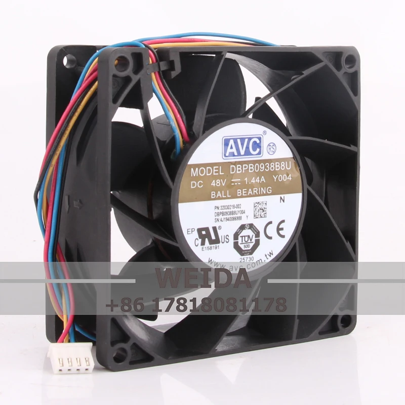 Вентилятор охлаждения корпуса для AVC DC48V 1,44A DBPB0938B8U EC AC 4-контактный ШИМ центробежная вытяжная промышленная вентиляция 90X90X38MM 9038 9c