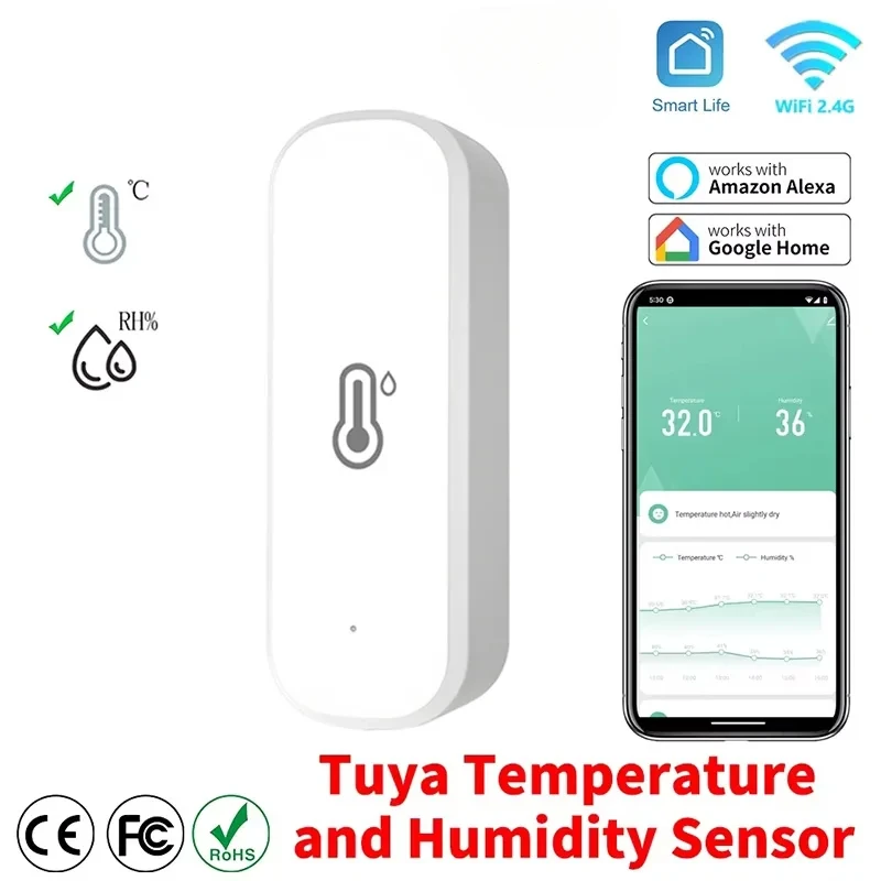 Tuya Wi-Fi температура и влажность умный дом термометр гигрометр приложение удаленная сигнализация работает с Alexa Google Home