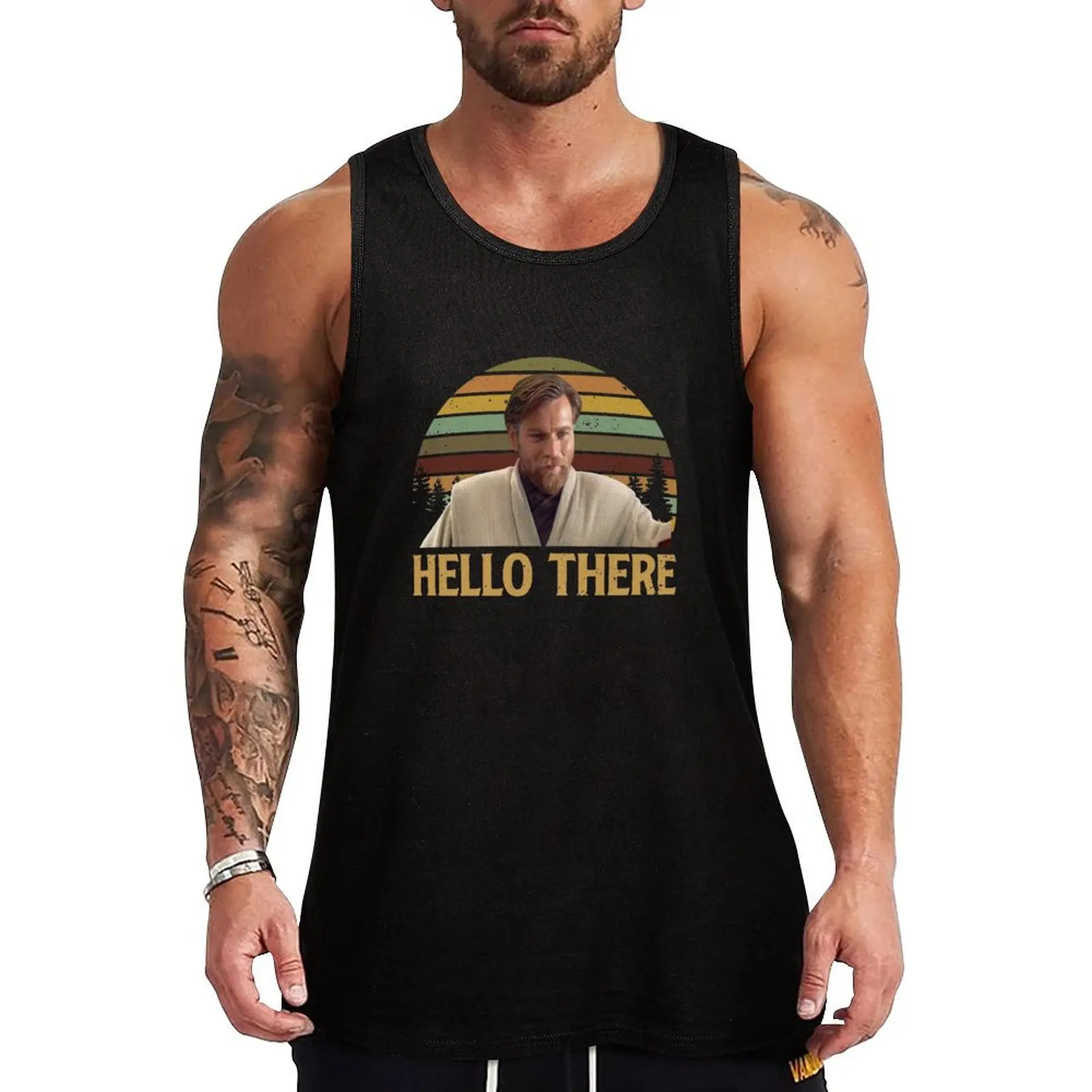 Винтажная футболка Hello There St Admin Obi Wan D Tank Top Мужская спортивная футболка для бодибилдинга Мужская спортивная одежда летняя одежда