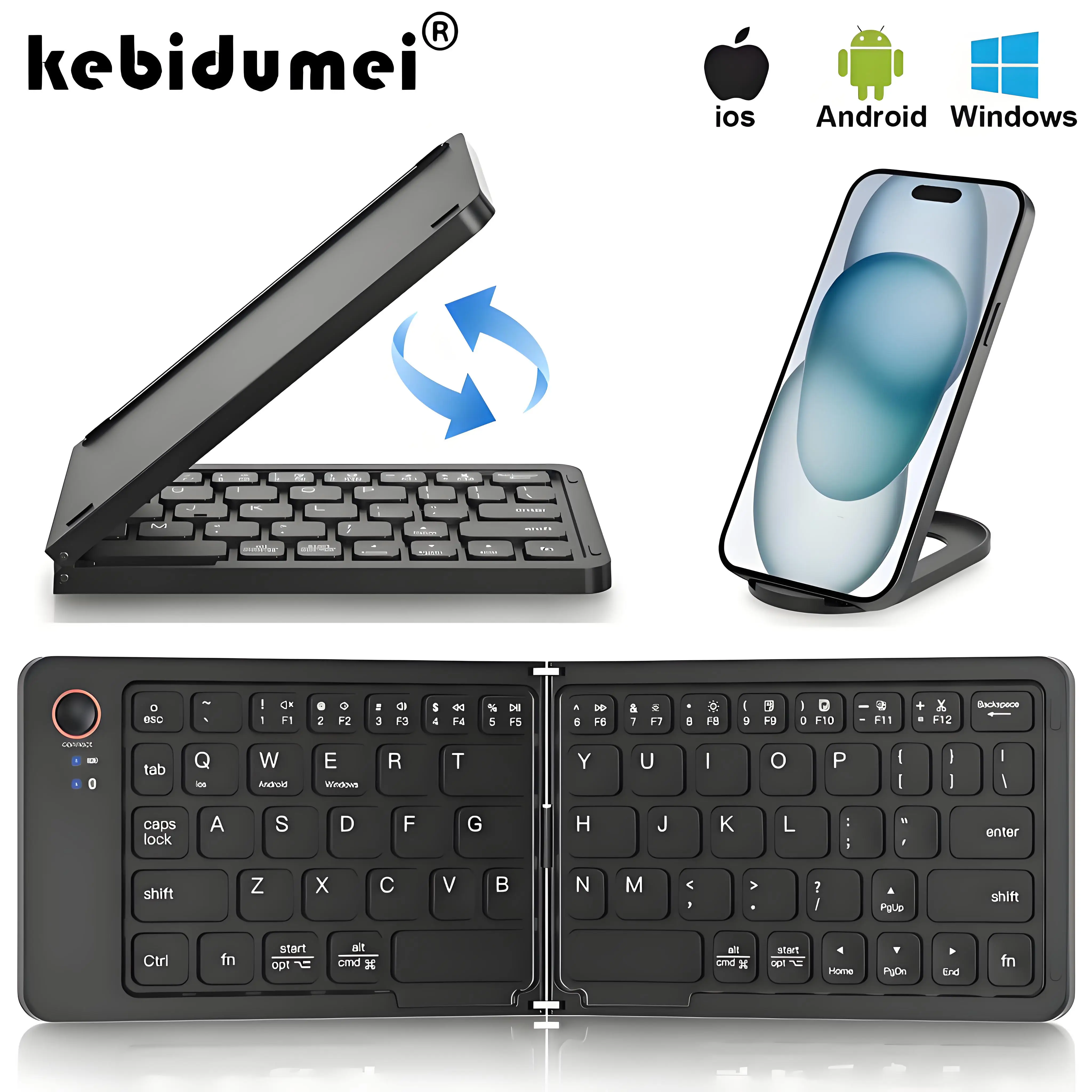 Мини-складная клавиатура, беспроводная клавиатура Bluetooth, портативная складная клавиатура, универсальная клавиатура для Windows, AndroidIOS, планшета, iPad