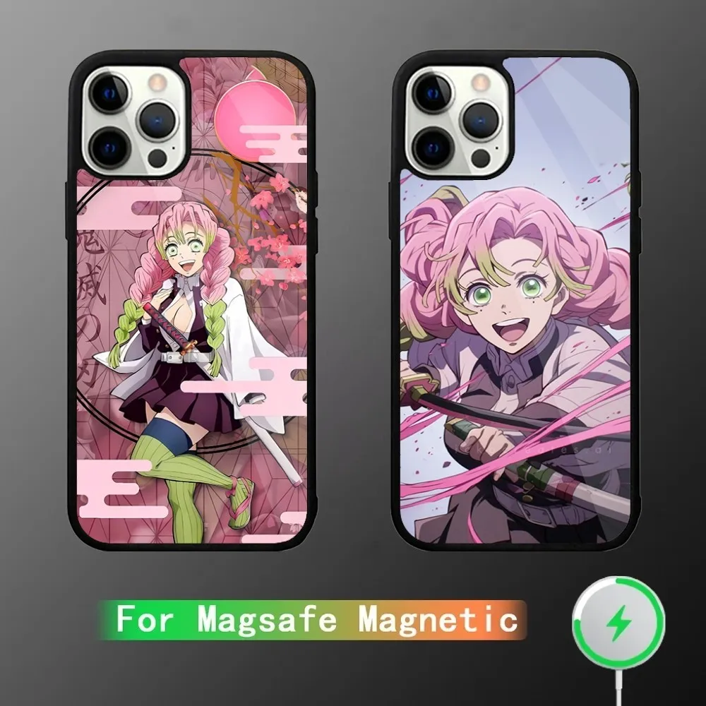 D-Demon S-Slayer Kanroji Mitsuri телефонный чехол для iPhone 15,14,13,12,11,Plus,Pro,Max Mini Magsafe Магнитная Беспроводная зарядка