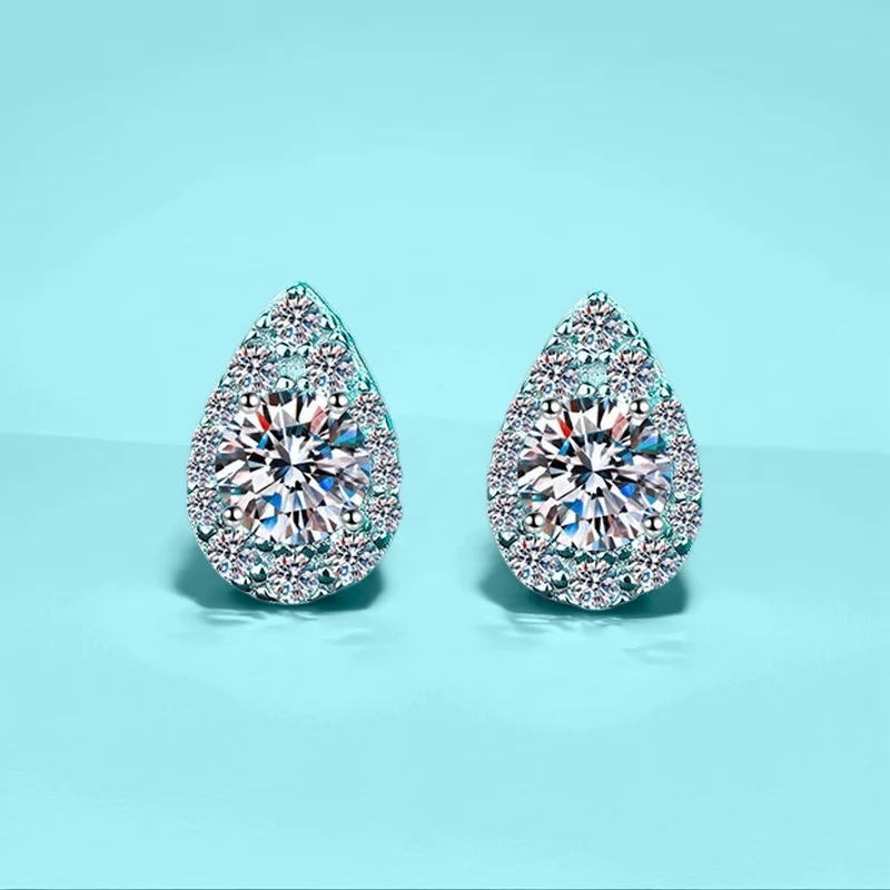 Серьги-капли из чистого серебра 925 пробы с покрытием из золота PT950, грушевидной формы, муассанитом, минималистичные повседневные универсальные серьги GBA, бесплатная подарочная коробка для женщин