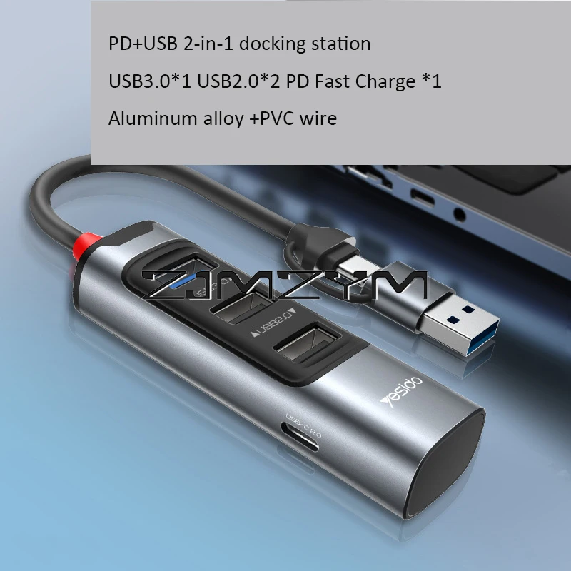 Фото Док-станция многофункциональная, 3,0, Разветвитель USB 3,0 6 в 1, разветвитель с несколькими портами типа C, концентратор док-станции Usb №2