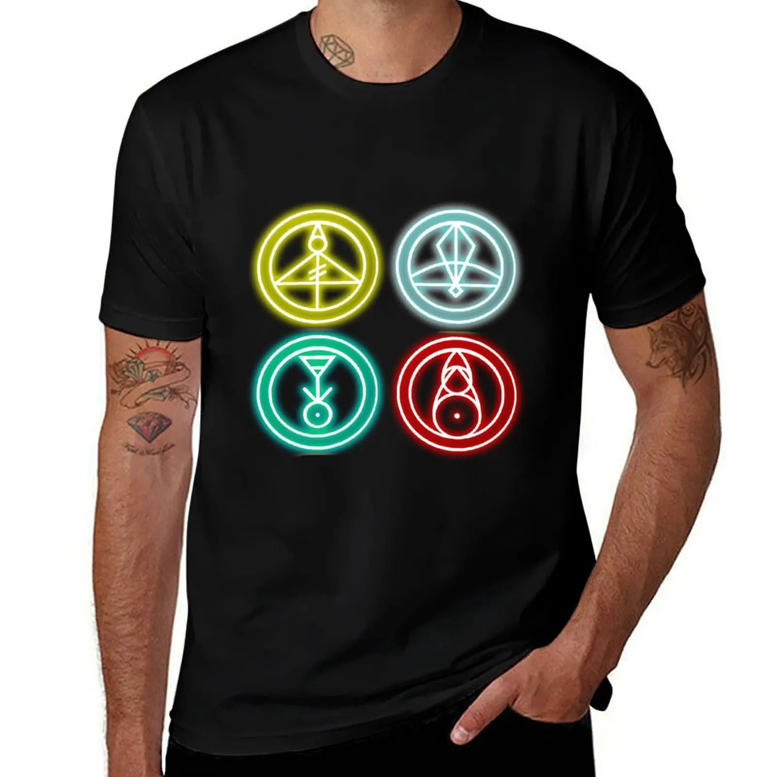 Group Glyphs-светящаяся футболка, футбольная футболка в тяжелом весе, мужская футболка, быстросохнущая роскошная мужская одежда