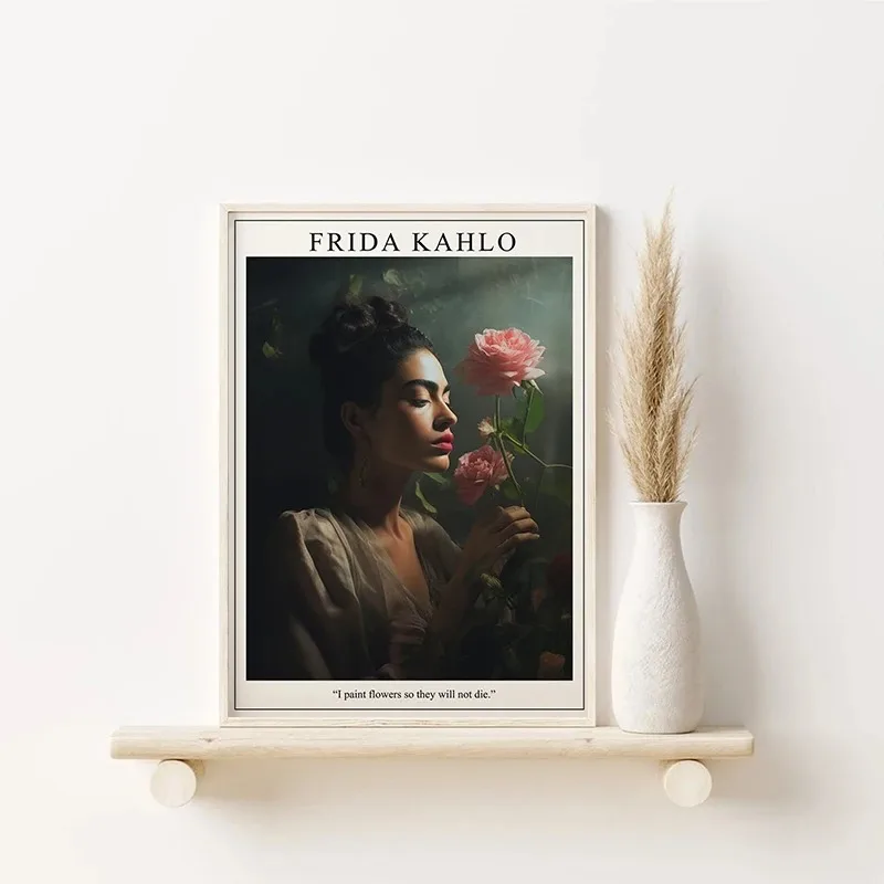 Фото Современный стиль F-Fridas-art-K-Kahlos женский цветочный портрет холст с принтом без рамы распылительная живопись произведен... №4