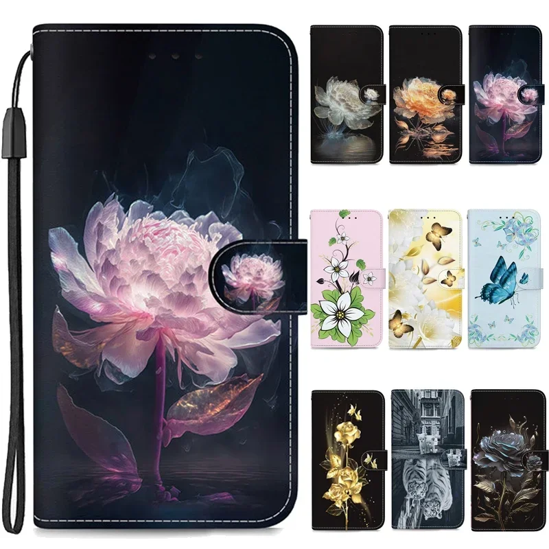 Чехол для Xiaomi Poco M4 5G X4 Pro F4 GT PocoM4 Pro 4G PocoX4 PocoF4 GT, кожаный откидной Чехол-подставка для телефона, милый цветочный чехол
