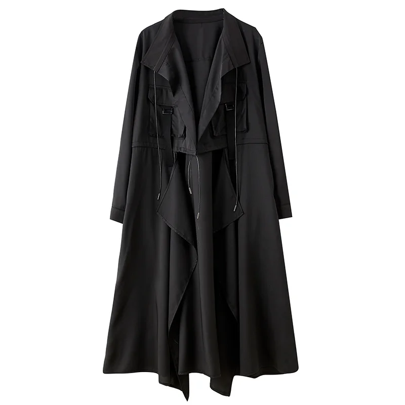 Тренч с капюшоном, женские осенние пальто Manteau Femmes, зимние женские французские женские пальто оверсайз, распродажа, черные короткие 2025