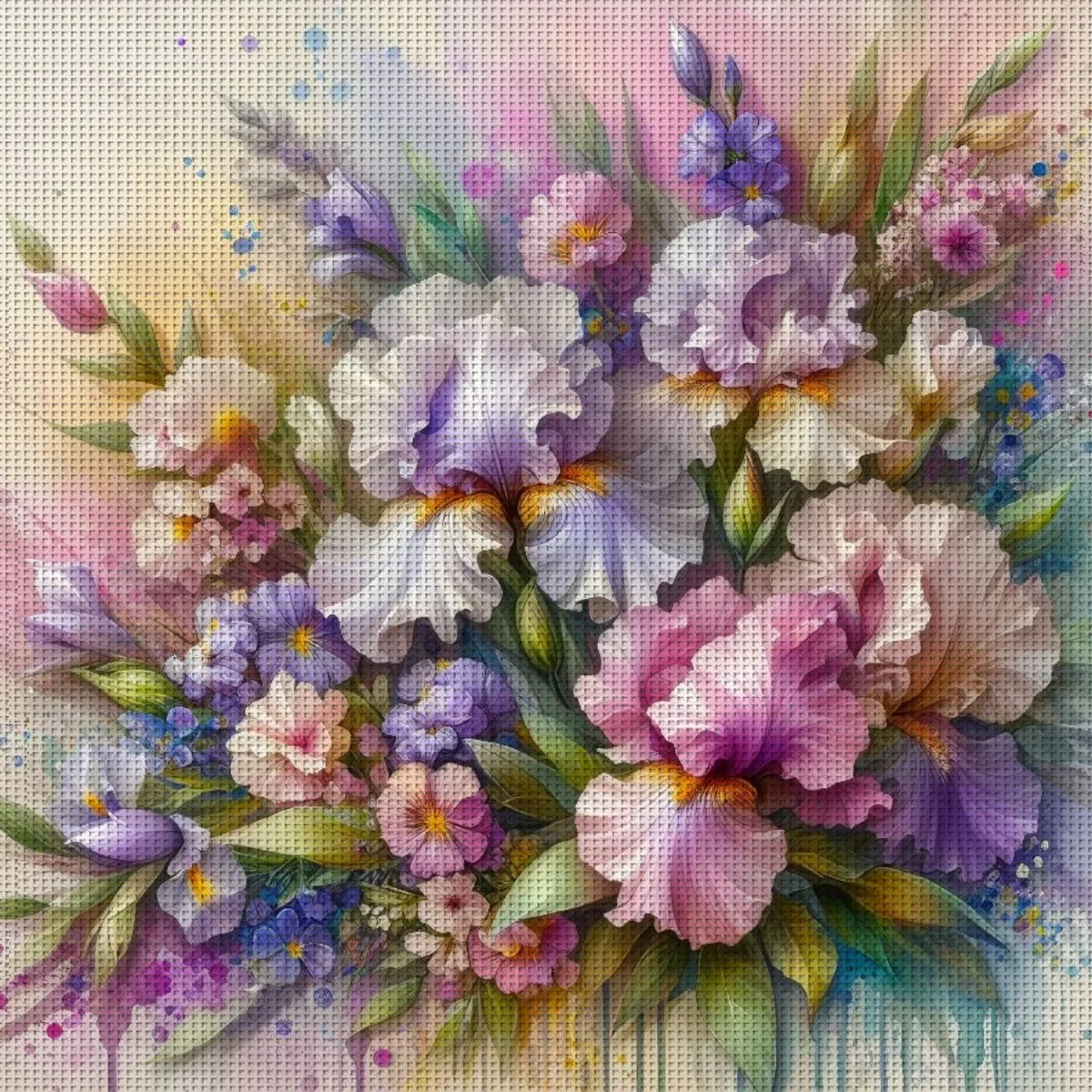 1 шт., 40x40 см/15,7x15,7 дюйма, цветы, 11CT/14CT, набор для вышивки крестиком с принтом, набор для вышивки крестом для взрослых, начинающих, расслабленный набор для вышивки крестом