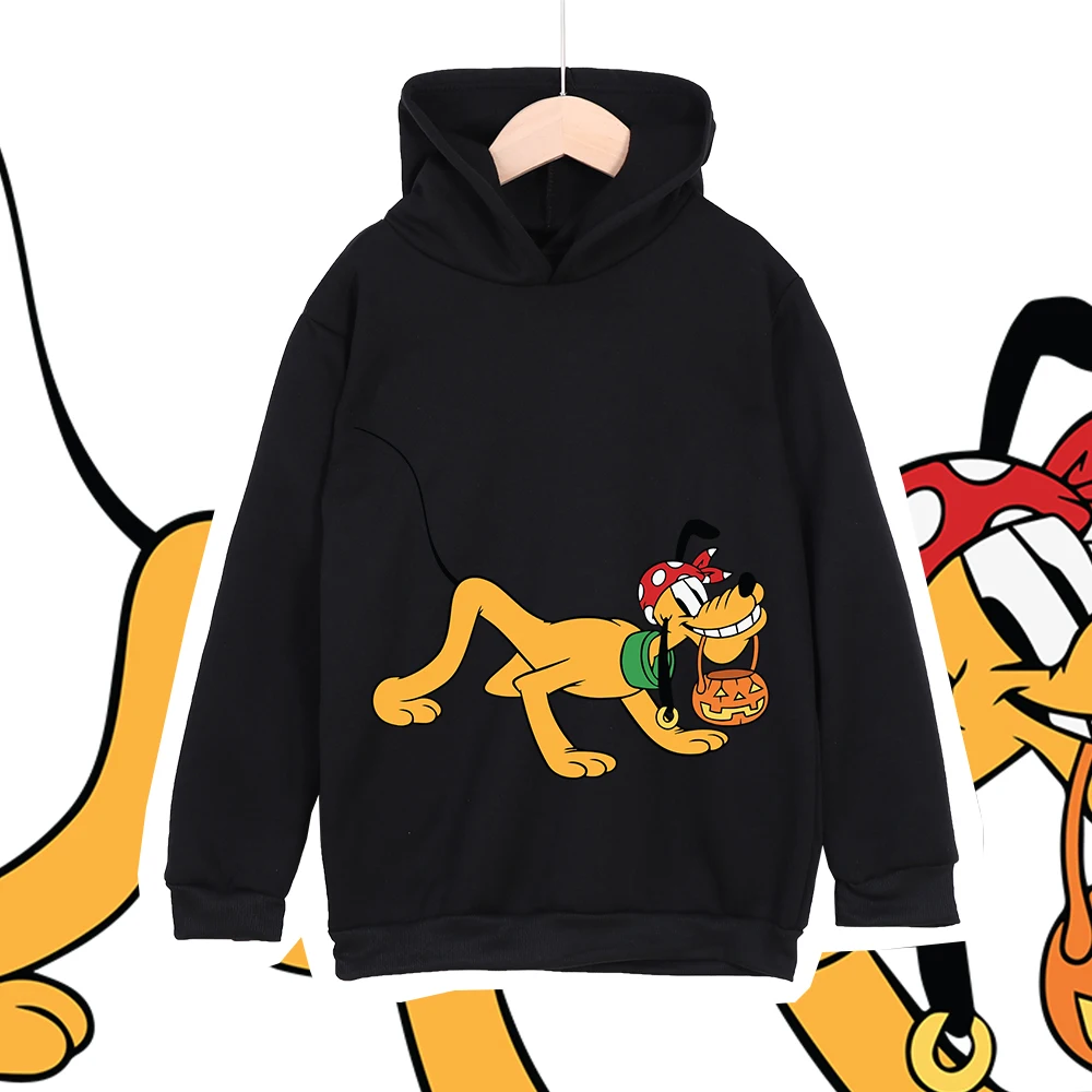 Детский флисовый свитшот с капюшоном и принтом тыквы Disney Pluto And The Evil для мальчиков и девочек, теплый мягкий пуловер на Хэллоуин