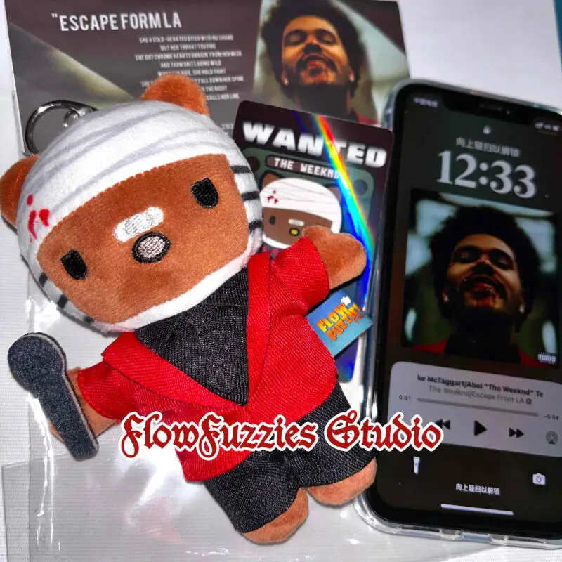 Flowfuzzies Studio, оригинальная трендовая серия The Weeknd-Kittys, короткие плюшевые брелки для ключей, модель куклы, подвеска, игрушки, подарок