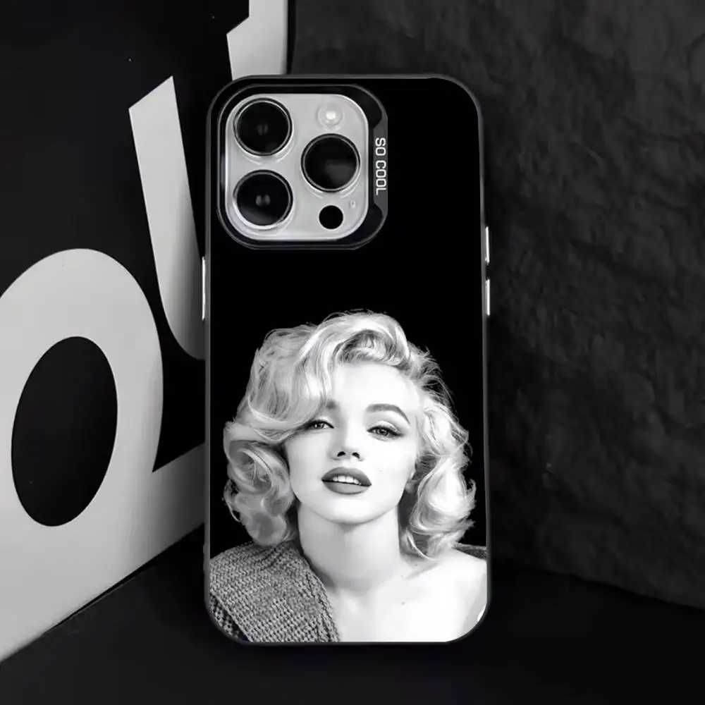 Фото Чехол для телефона 80-х годов M-Marilyn M-Monroe для iPhone 16,15,14,13,12,11,8,7,Pro,Max,Plus,Mini,XS,SE Anti Fall Black Matte Hard №2