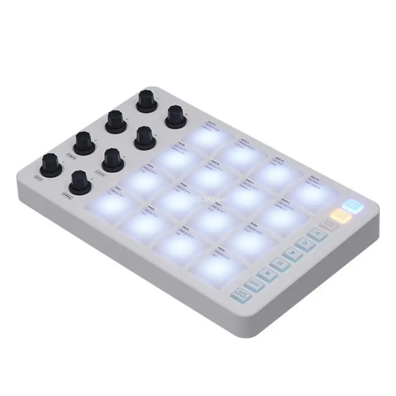 Контроллер MIDI-клавиатуры с подсветкой барабанных пэдов, клавиатурой с 8 ручками для создания музыки
