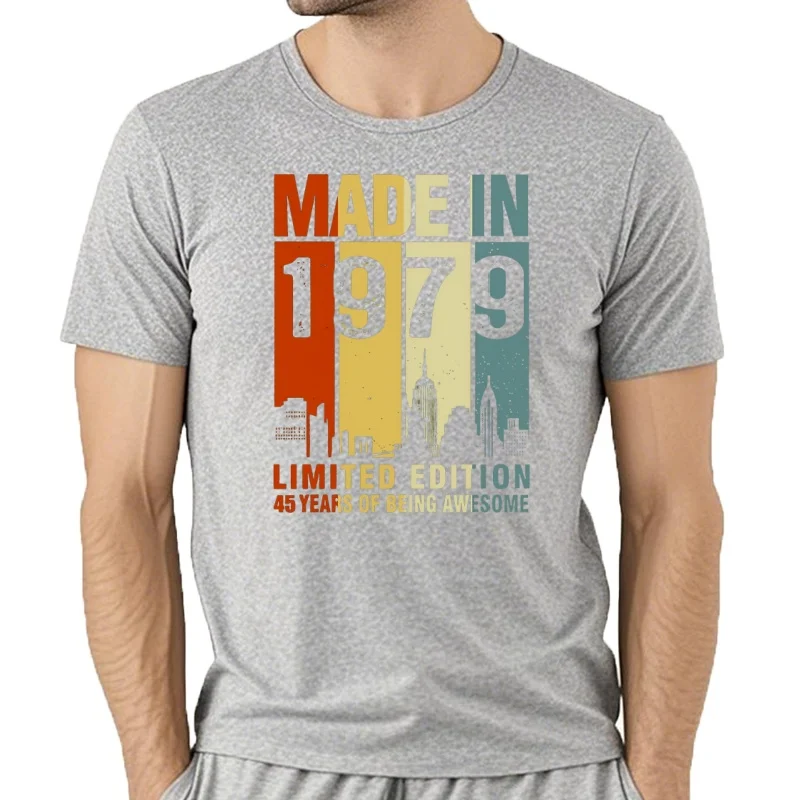 Майка из альгодиона для мужчин, camisa de manga corta hecha en 1979, умная limitada, 45 años de ser интеллектуальная,