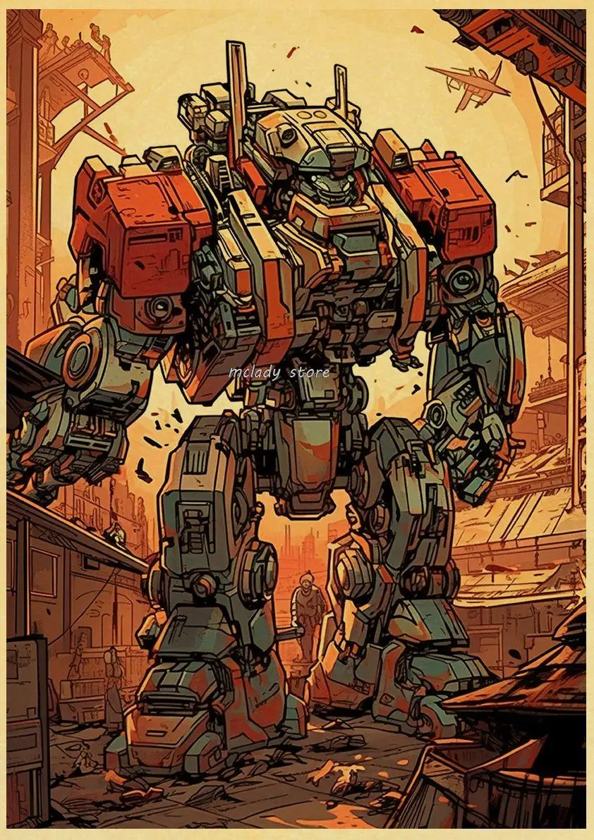 Фото Gundam плакаты, постеры аниме крафт-бумага, классические Настенные рисунки, винтажный домашний декор, подарок на день рождения, детская комната №4