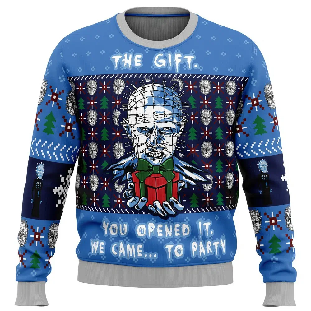 Фото Pinhead Hellraiser Ugly Merry Christmas свитер 2025 Новая модная мужская толстовка с капюшоном пуловер топы весна осень женская толстовка №2