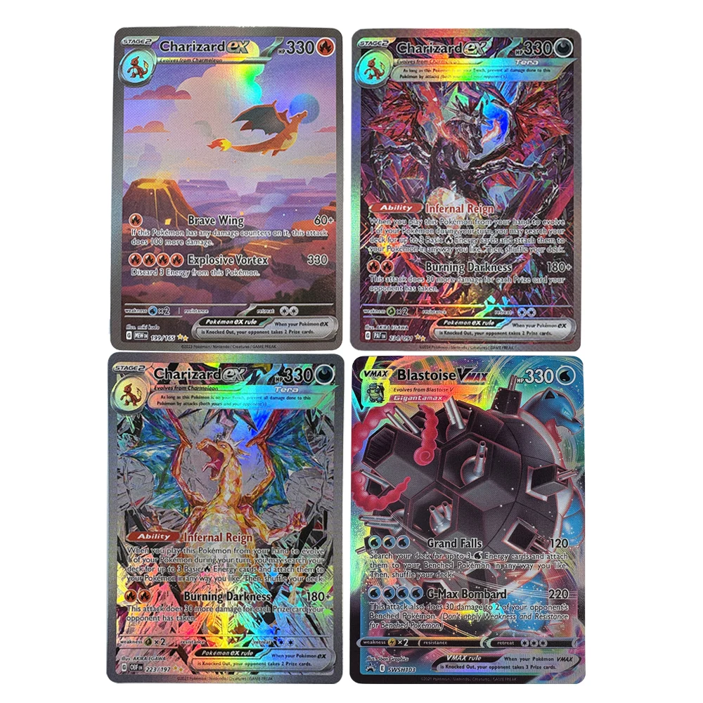Карты с покемонами, голографические Charizard Ex GX Blastoise VMAX Deoxys VMAX Darkrai VSTAR, хобби, редкая коллекция, боевые карты, игрушки