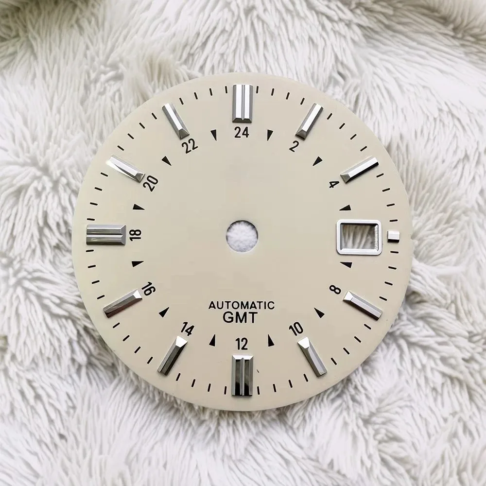 Фото Последний стиль, 31 мм, большой S G S, логотип GMT, циферблат, подходит для NH35/NH34/4R/7S, механизм Sunburst/матовый, высококачественные аксессуары для модификации часов №3