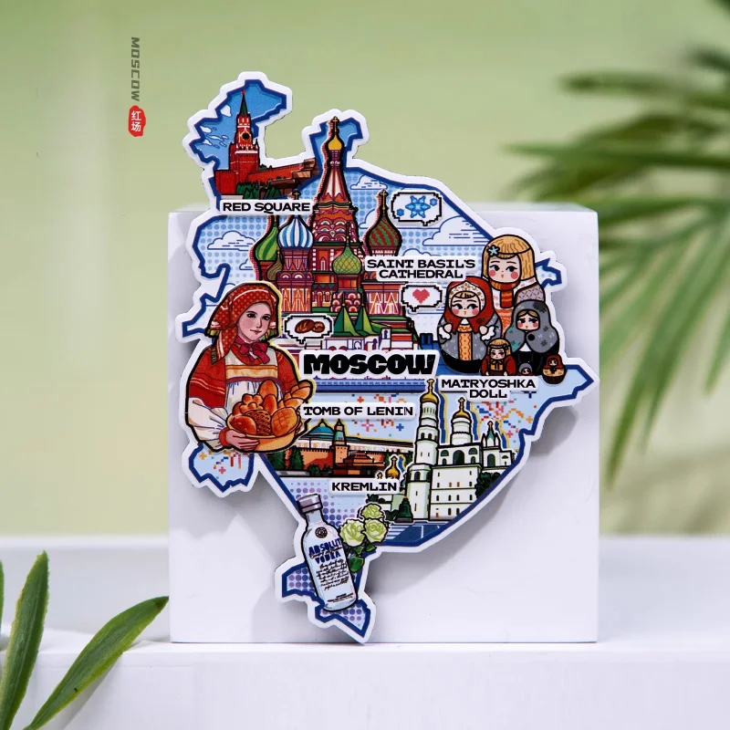 Фото Москва Магниты на холодильник Красный Квадрат Кремль Св. Собор Василий, русский дорожный сувенир, наклейки на холодильник, магнитный подарок 2025л. №2