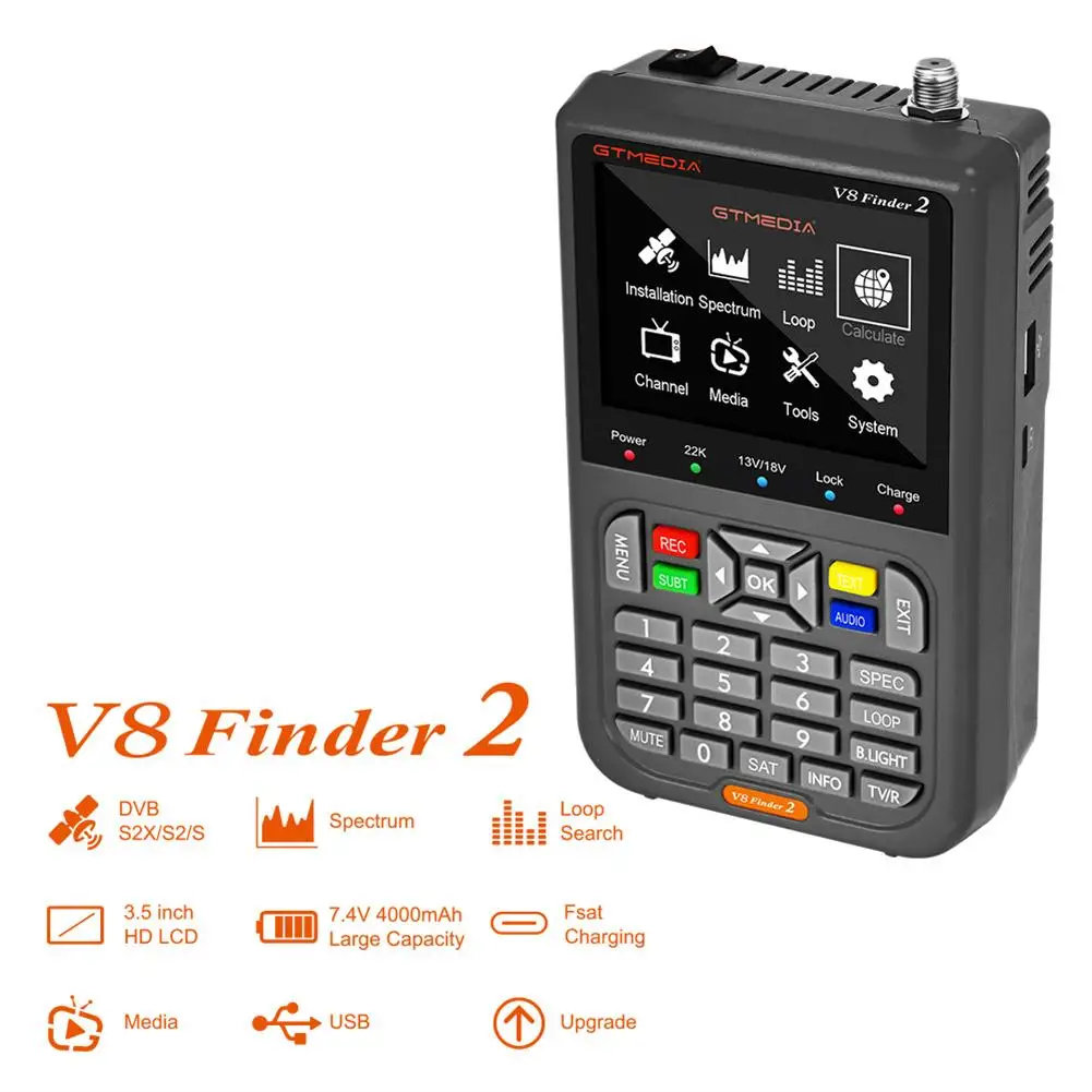 Прибор для обнаружения спутникового сигнала 1080p HD V8 Finder2 Meter Dvb-s/s2/s2x ручной анализатор спектра