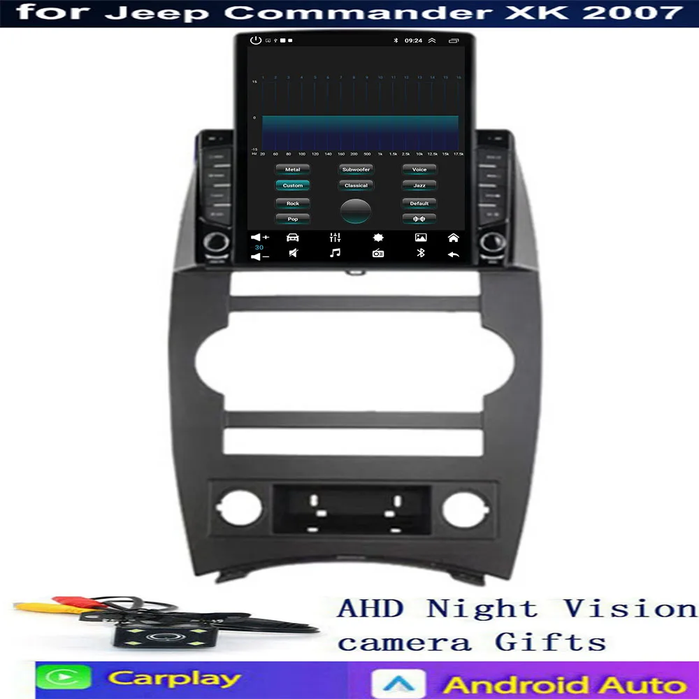 Автомобильный DVD-радио Android 14, стерео головное устройство для Jeep Cherokee Commander XK 2005-2011 GPS-навигатор, мультимедийный плеер