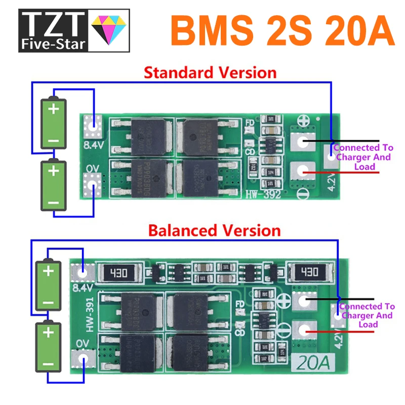 2S 20A 7,4 V 8,4 V 18650 Защитная плата литиевой батареи/Стандартная плата BMS/баланс для DIY