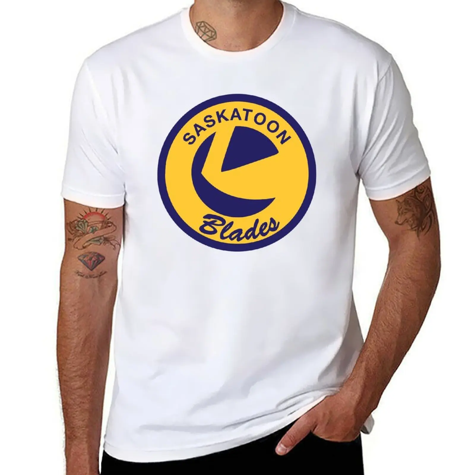 Футболка Saskatoon Blades, мужская футболка из хлопка, 100% мужская футболка с рисунком, футболка