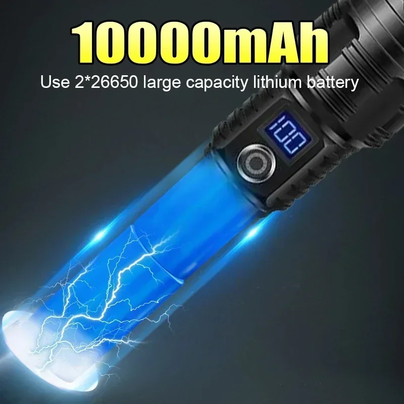 Фото 99000LM Самый мощный светодиодный фонарик Перезаряжаемый светодиодный фонарик 800 Вт Мощный зум-фонарик Большой радиус действия 3000 м Тактический фонарь №4
