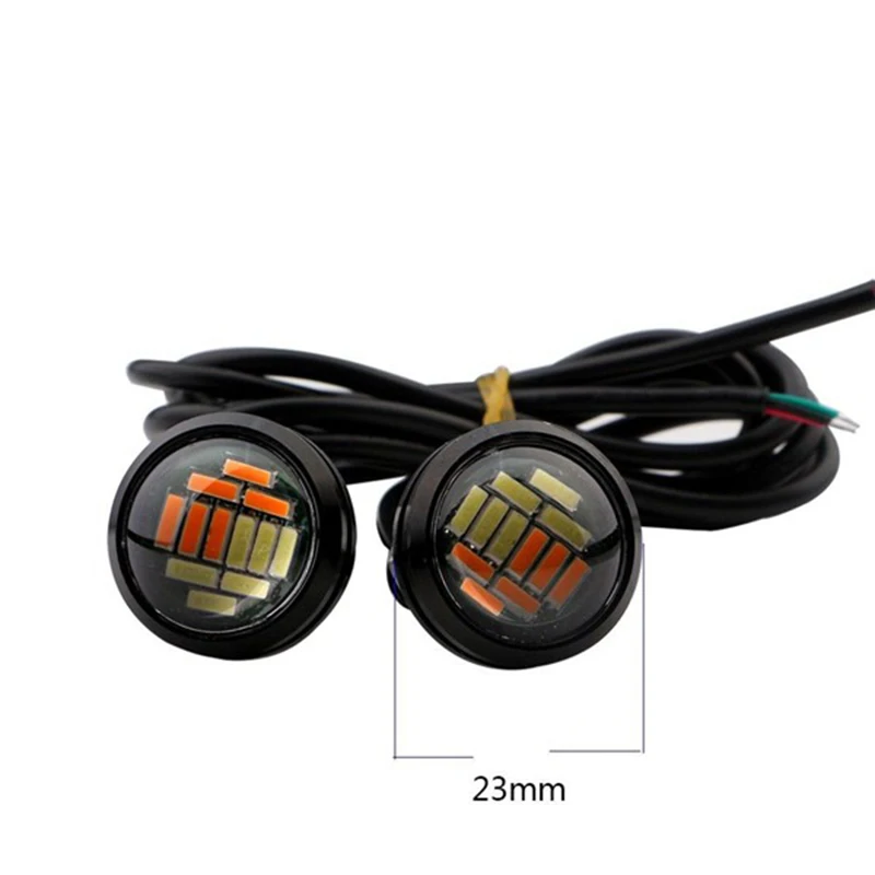 Фото 10 шт. 12 в 23 мм двухцветный переключатель 4014 Smd 12 светодиодов Drl орлиный глаз дневное освещение автомобильный двигатель освещение №3