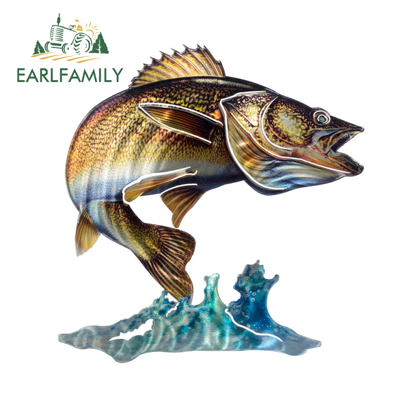 EARLFAMILY 13 см x 12,5 см для крутых прыгающих рыбок, автомобильные аксессуары, наклейки на лобовое стекло, доска для серфинга, водостойкая графика с граффити