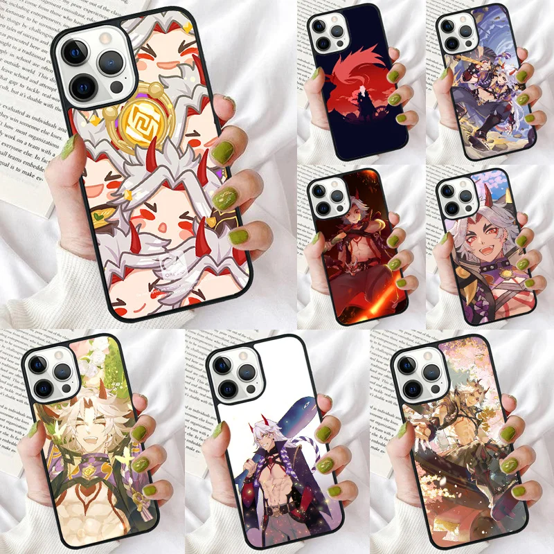 Чехол для телефона Genshin Impact Arataki Itto для iPhone X XS XR 16 PRO MAX 15 14 PLUS 11 12 13 mini Back Cover Fundas