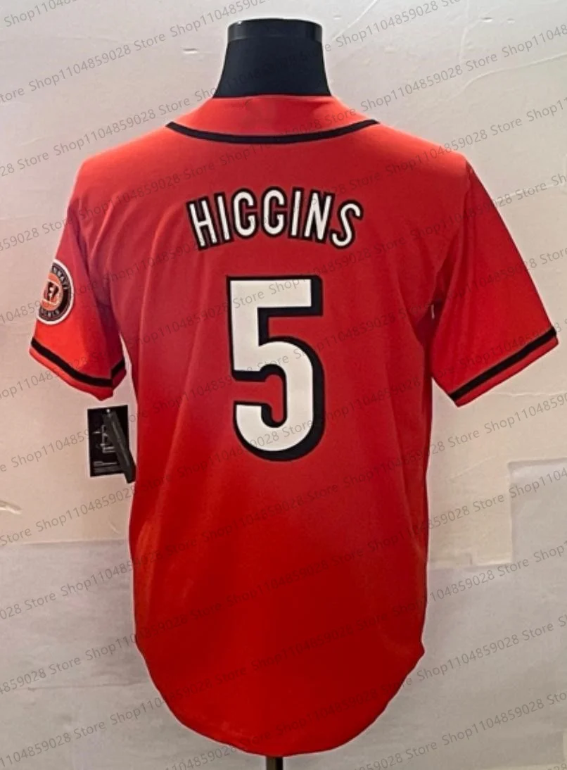 Вышитая футболка Higgins Burrow Baseball Bengals, дропшиппинг