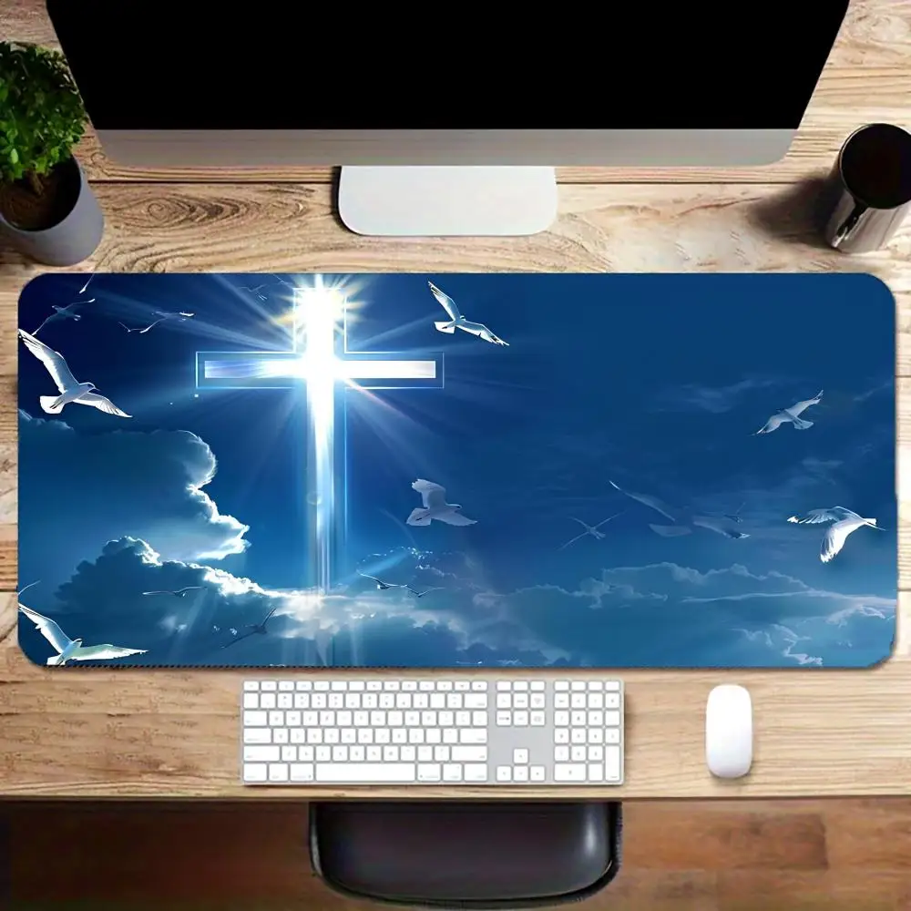 Фото Коврик для мыши Blue Sky, Dove, Cross, игровой коврик, большой коврик для компьютерной офиса, противоскользящий игровой коврик для MTG DTCG CCG RPG, коврики для коллекционных карточек №3