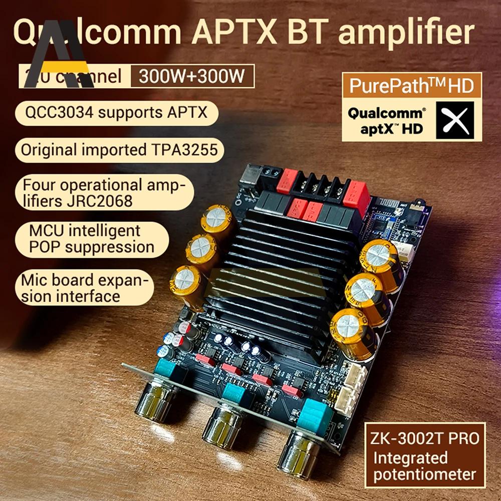 ZK-3002T PRO DC 18-50 В плата усилителя Bluetooth с расширителем сабвуфера TPA3255 2,0 + канал мощности 300 Вт + 300 Вт + сабвуфер