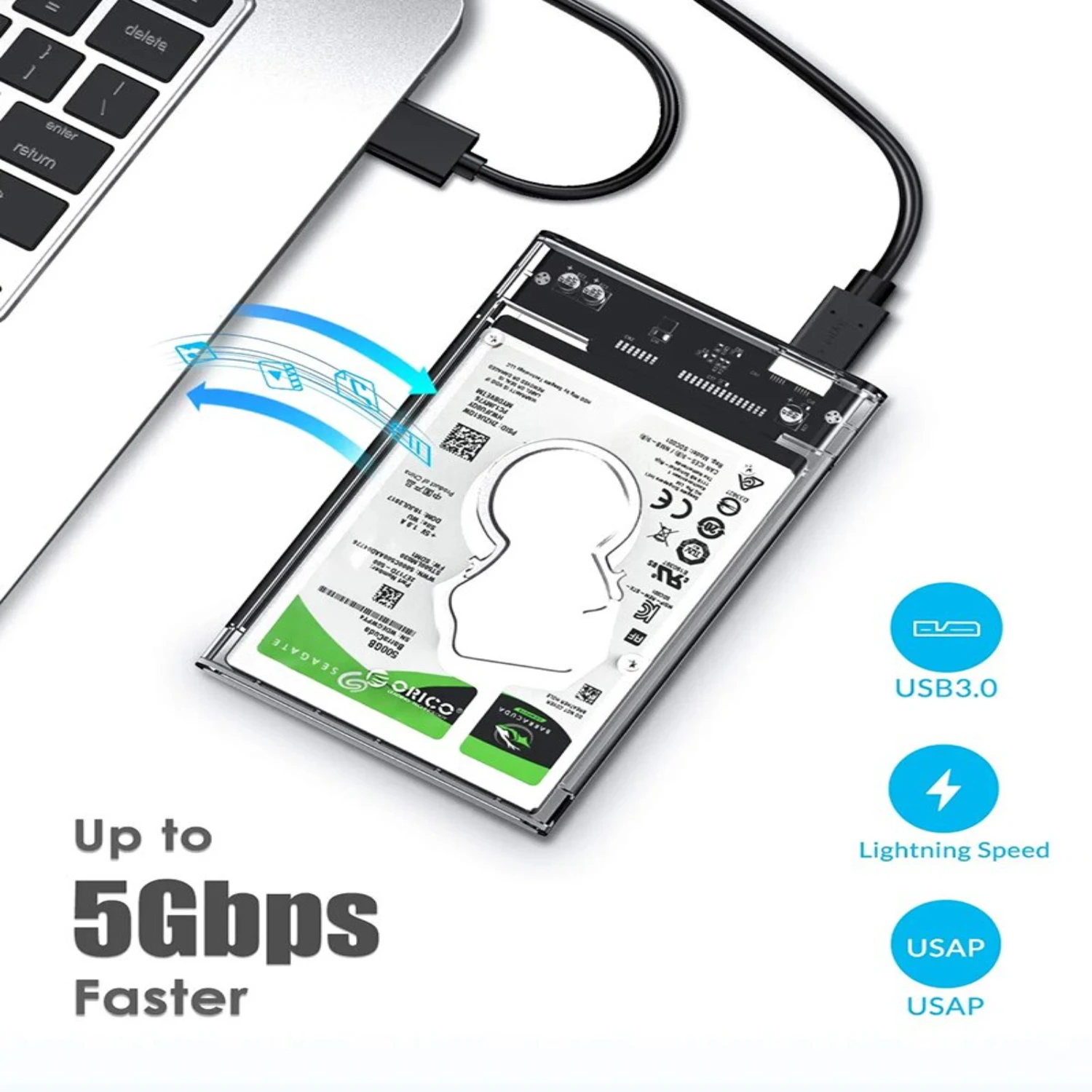 Фото Коробки для жесткого диска USB 3.0 — SATA III Корпус для жесткого диска 2,5-дюймовый корпус HDD SSD Внешний корпус Коробка для жесткого диска Внешний корпус для жесткого диска №4