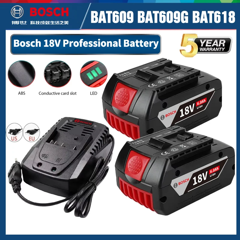 Оригинальный аккумулятор Bosch 18 В 6000 мАч для Bosch 18 В Professional GBA GBH GSR GSB BAT618 BAT609 BAT620, сменный аккумулятор