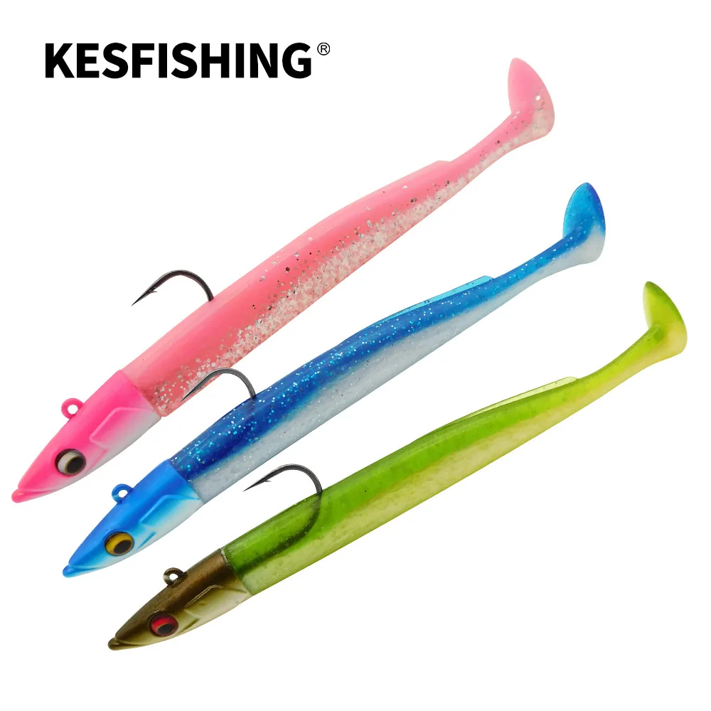 KESFISHING Crazy shiner 15 см, 30 г, пластиковая Мягкая приманка с джиг-головкой и лопастным хвостом