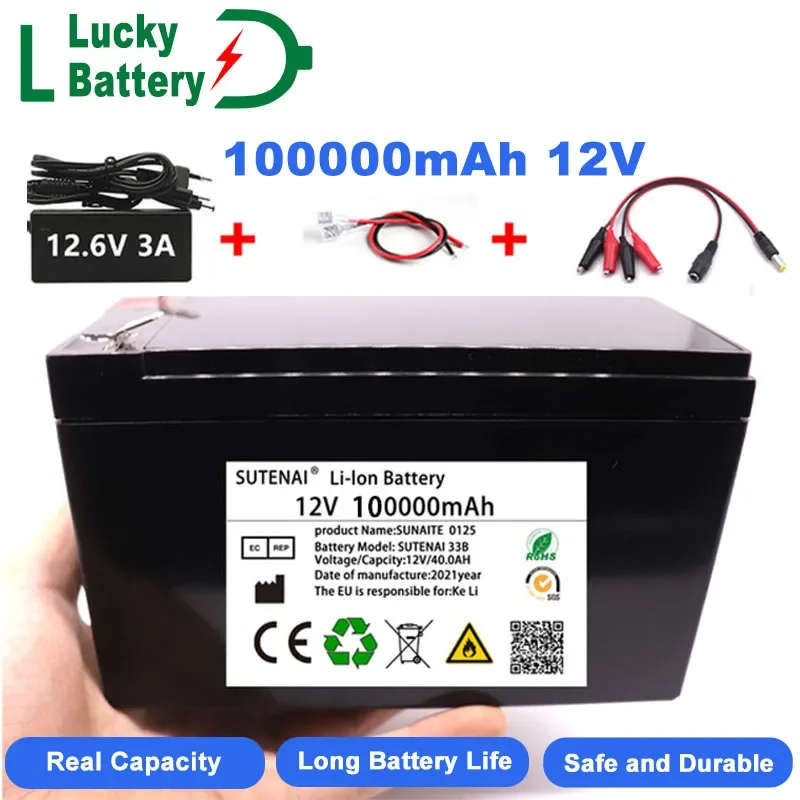 Литий-ионный аккумулятор Lucky 18650 для электромобиля, литиевый аккумулятор 3S 12 в 50 Ач, Встроенный BMS 30A, высокий ток