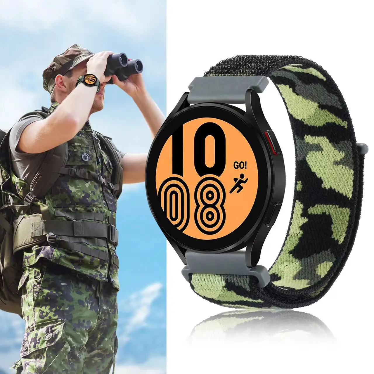 Нейлоновый ремешок-петля 20 мм 22 мм для Huawei Watch 4/3/GT5-4-3-2 Pro 46 мм, камуфляжный браслет, ремень Amazfit Active 2/Balance/GTR Correa